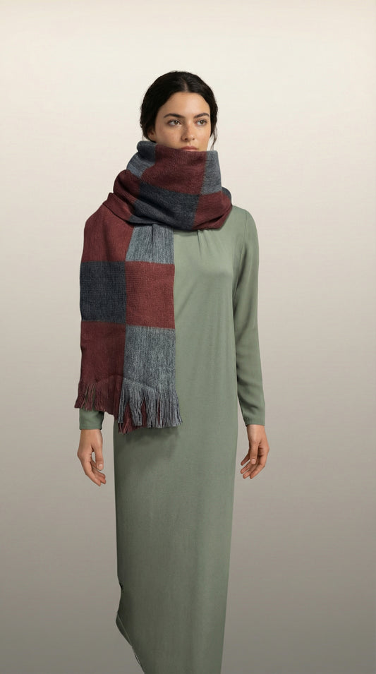 Oversize Atkı - Kiremit-Gri