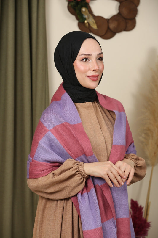 Oversize Atkı - Pembe-Mavi
